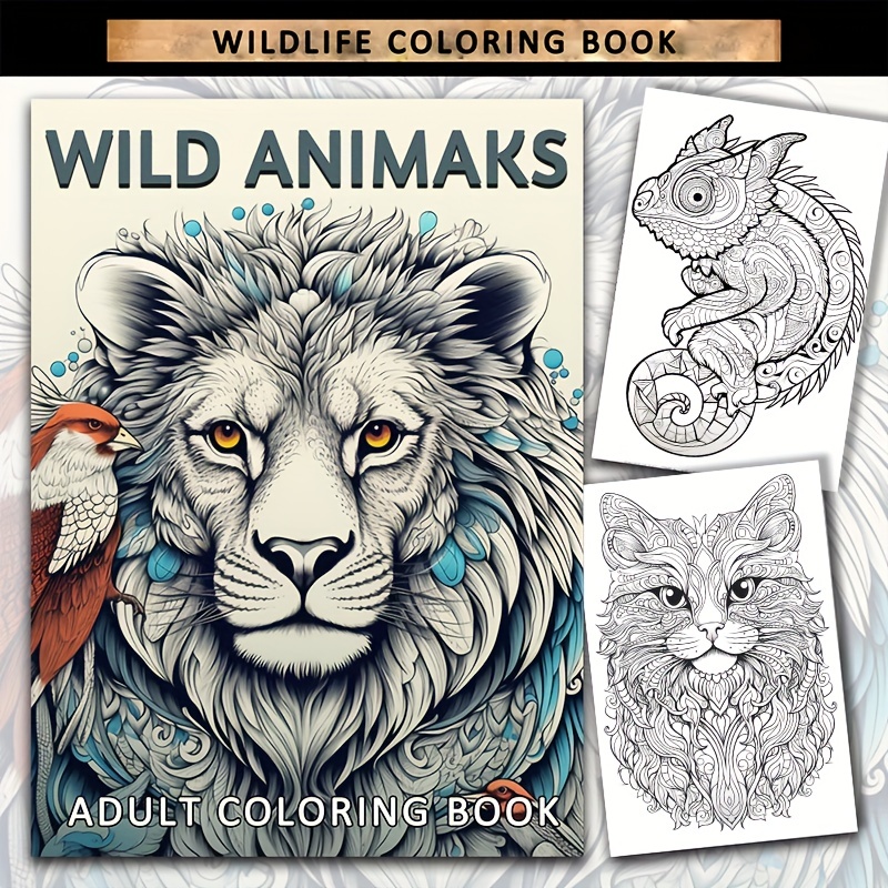 Libro de colorear para niños y adultos, libro de dibujo, arte, colorear,  bosque encantado, mandalas, animales