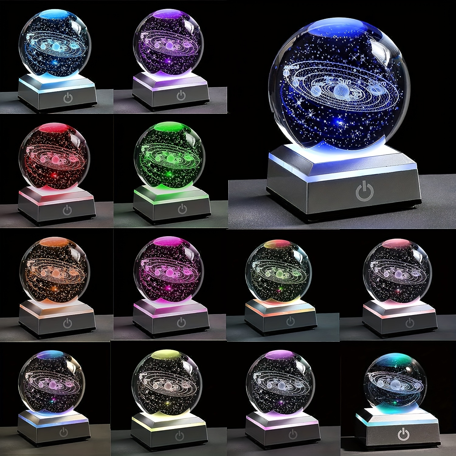 3d Solar System Crystal Ball Lamp K9 Crystal Ball Night - Temu Netherlands