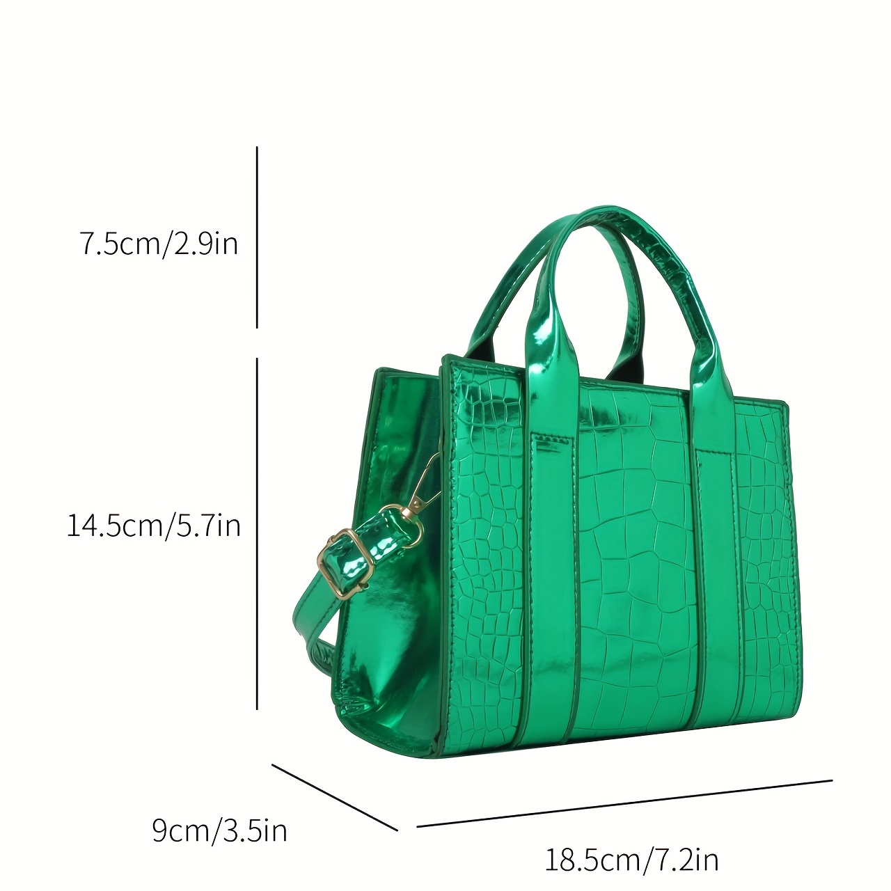 Green Crocodile Embossed Square Bag for Women