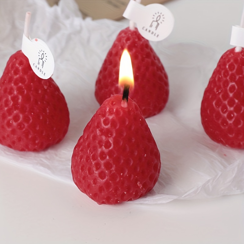 Velas aromáticas en forma de fresa, paquete de 4 velas decorativas