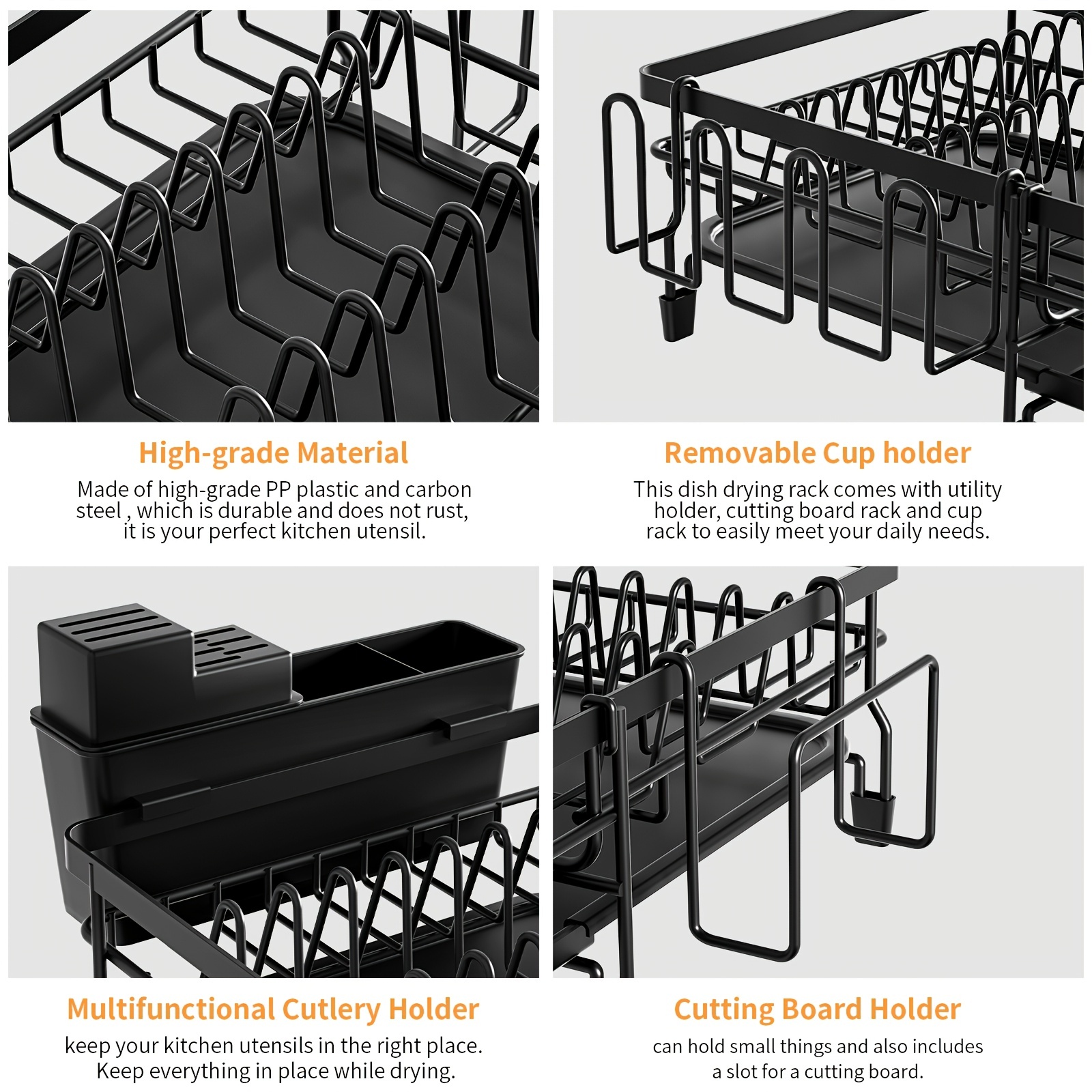 Large Extendable Dish Drying Rack - Rust-Resistant Kitchen Counter Rack