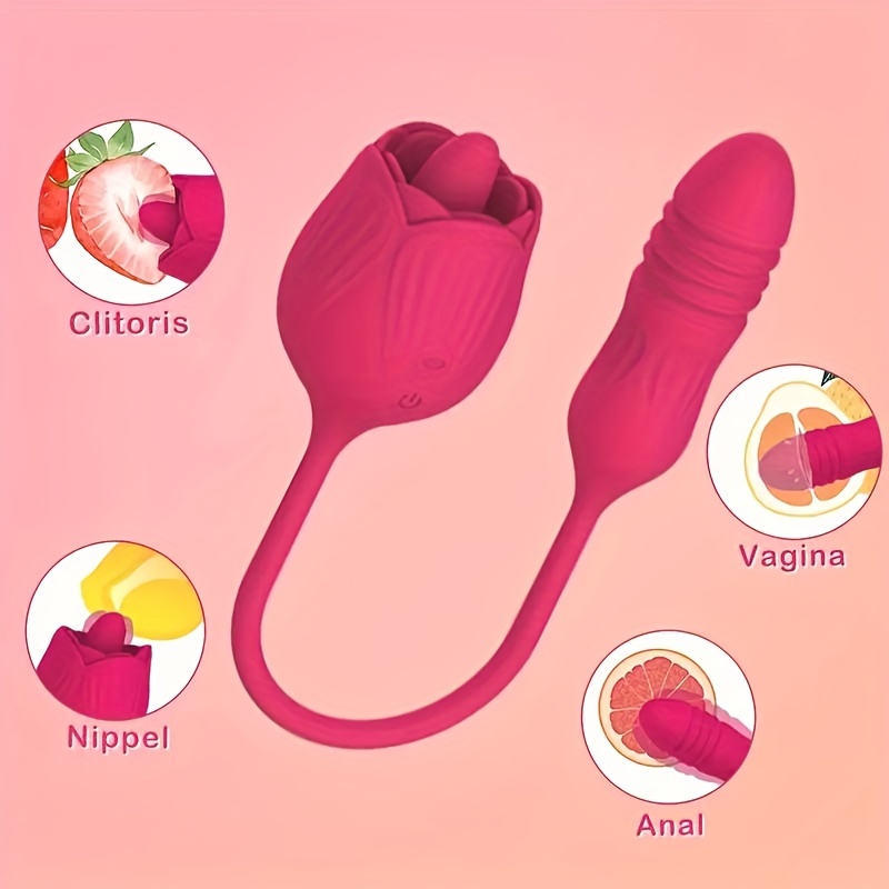 Juguetes para adultos, vibrador de punto G, 2 en 1, estimulador sexual de  rosas para lamer y vibrar la lengua para mujeres con 9 modos, juguetes