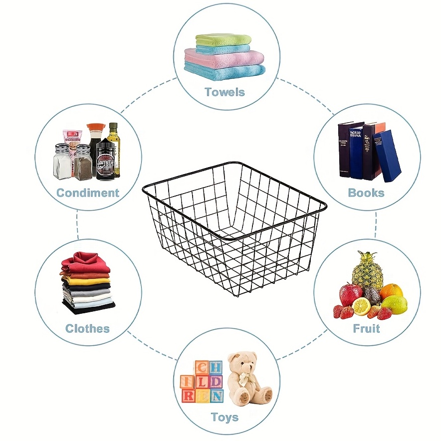 2PK-Wire Storage Basket for Kitchen Pantry Bathroom Large Metal Farmho –  TreeLen