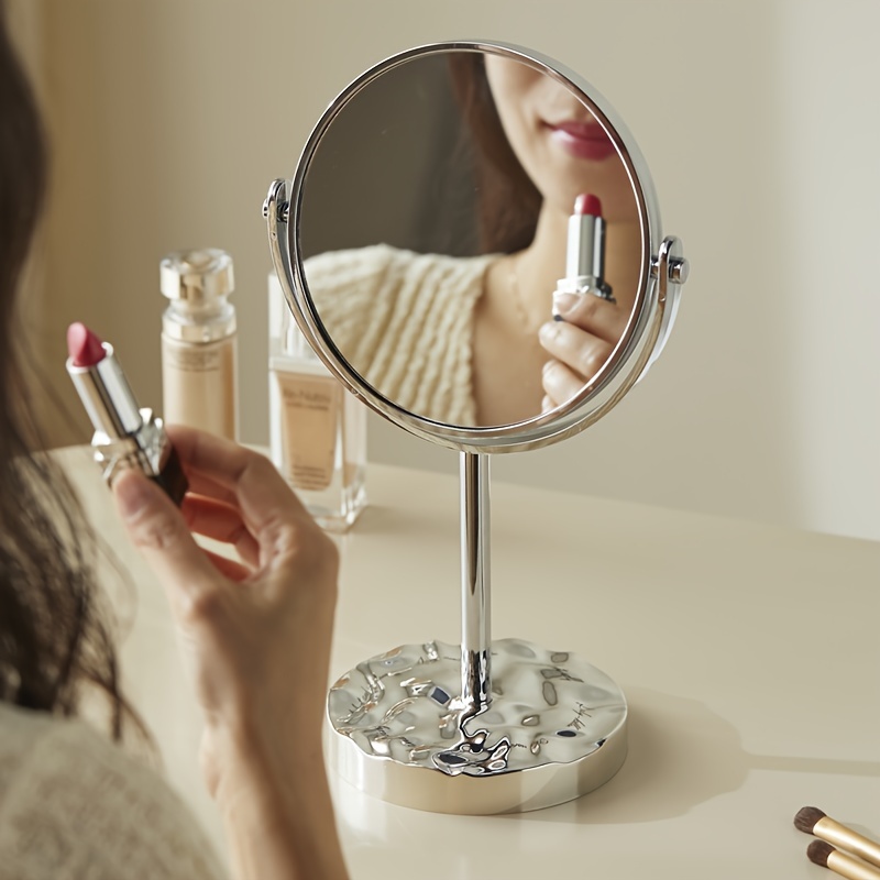 Miroir de maquillage de table rotatif à 360 degrés avec support miroir de  table en bois clair Grand miroir rectangulaire autoportant