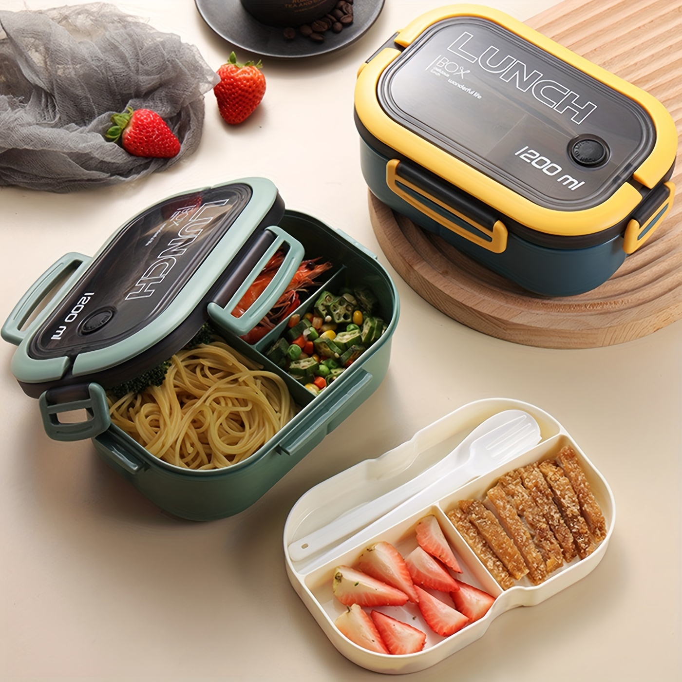 Bento box Fiambrera para adultos, a prueba de fugas,caja Bento apilable sin  BPA