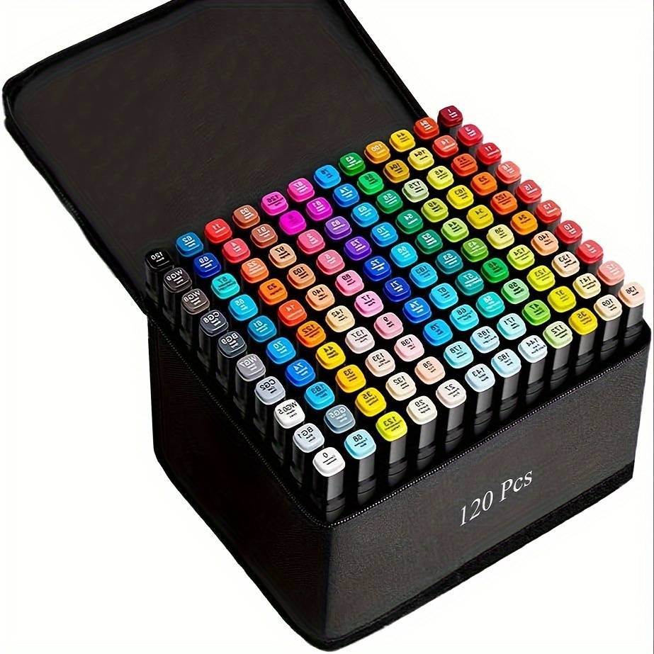 Rotuladores Ohuhu para libros de colorear para adultos: 120 colores, pincel  doble, puntas finas, rotuladores a