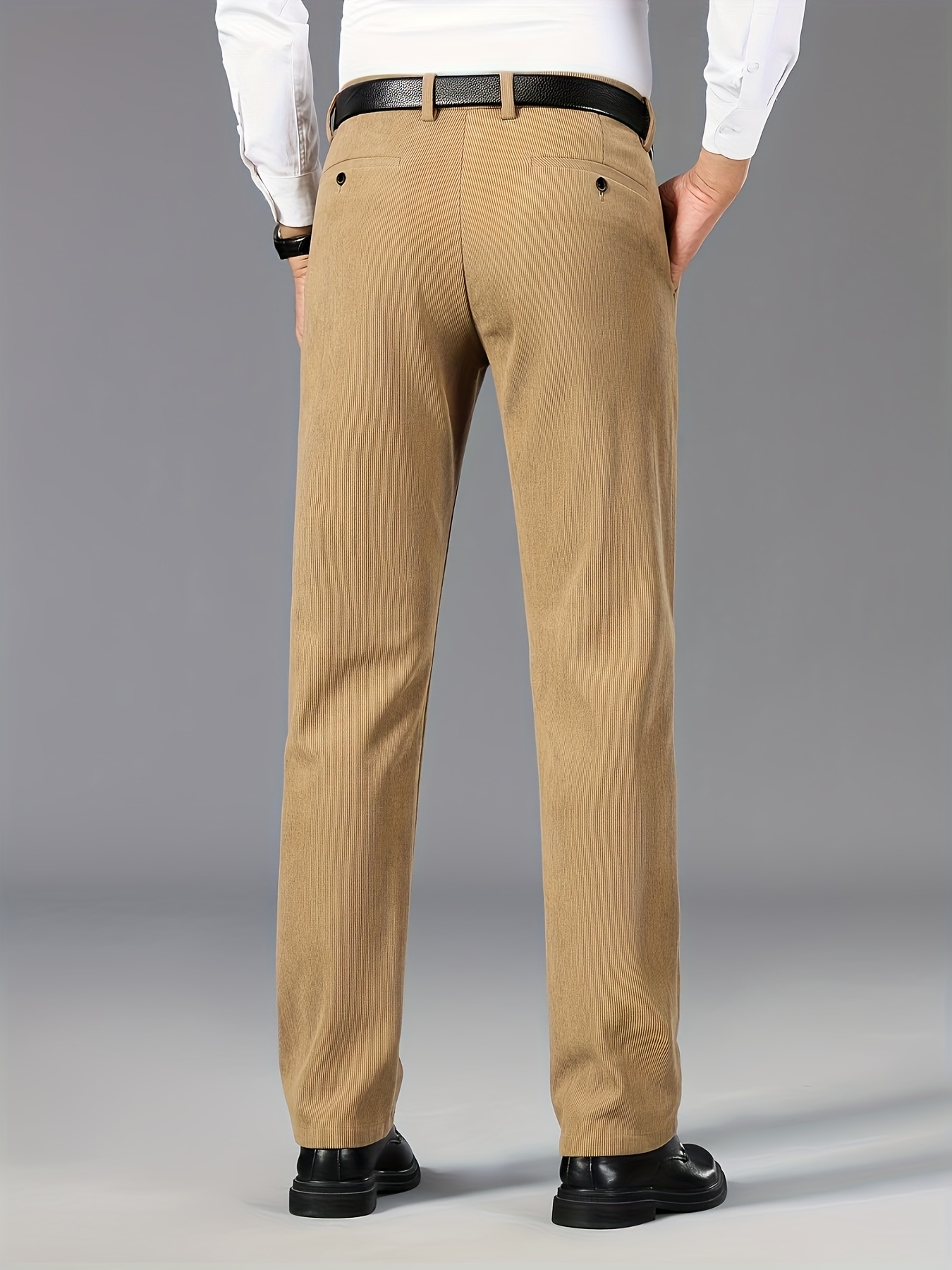 Classic Design Dress Pants Men's Formal Solid Color Slightly - Temu