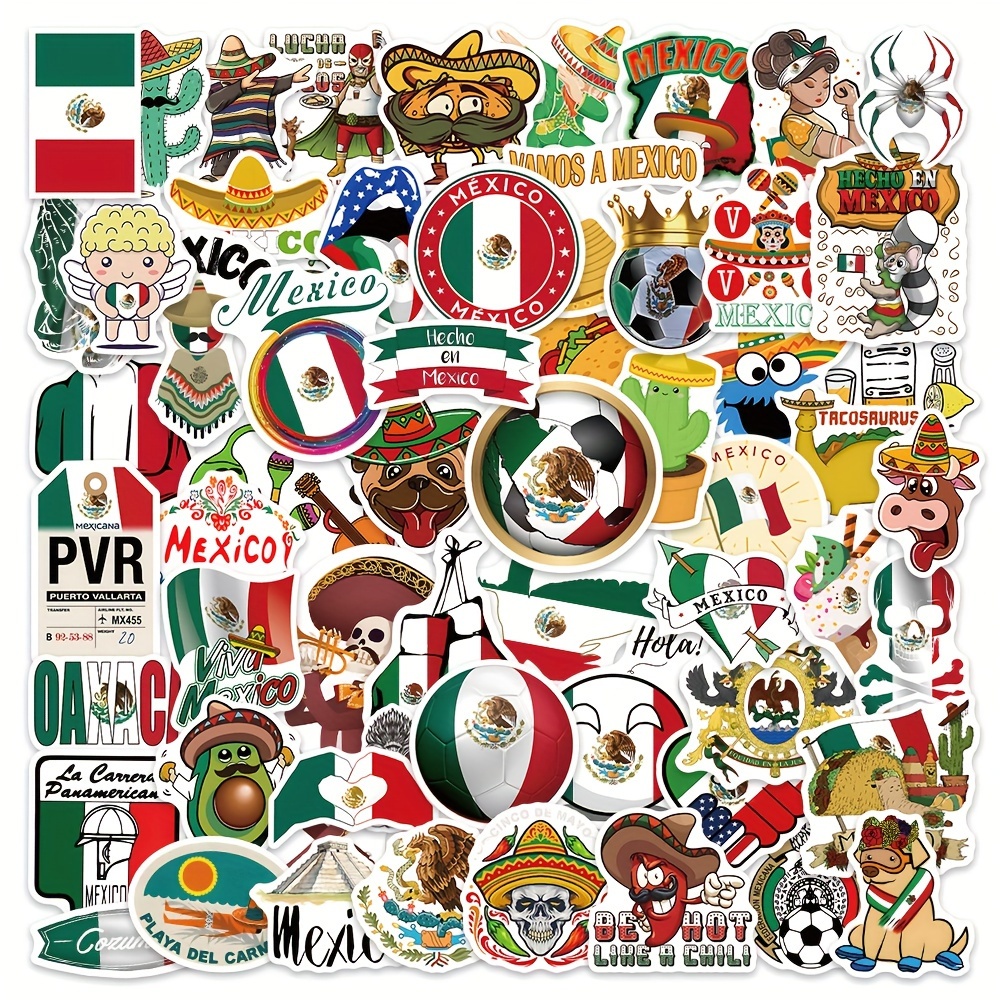 100pcs Mexican Hardhat Stickers, Funny Vinyl Mexico Tool Box Stickers,  Design for Helmet Hood Laptop Water Bottle, Mexico Pride Patriotic Decals  for