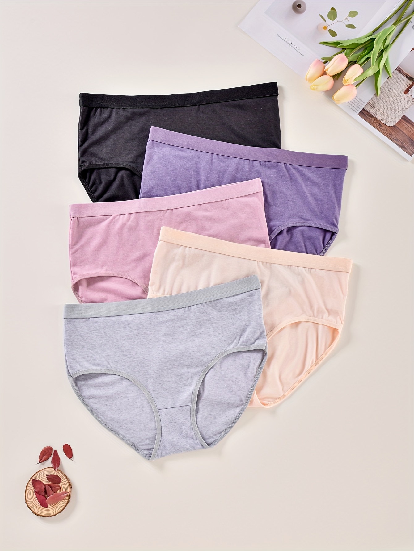 Plus Size Simple Panties Set Women's Plus Solid Wide - Temu
