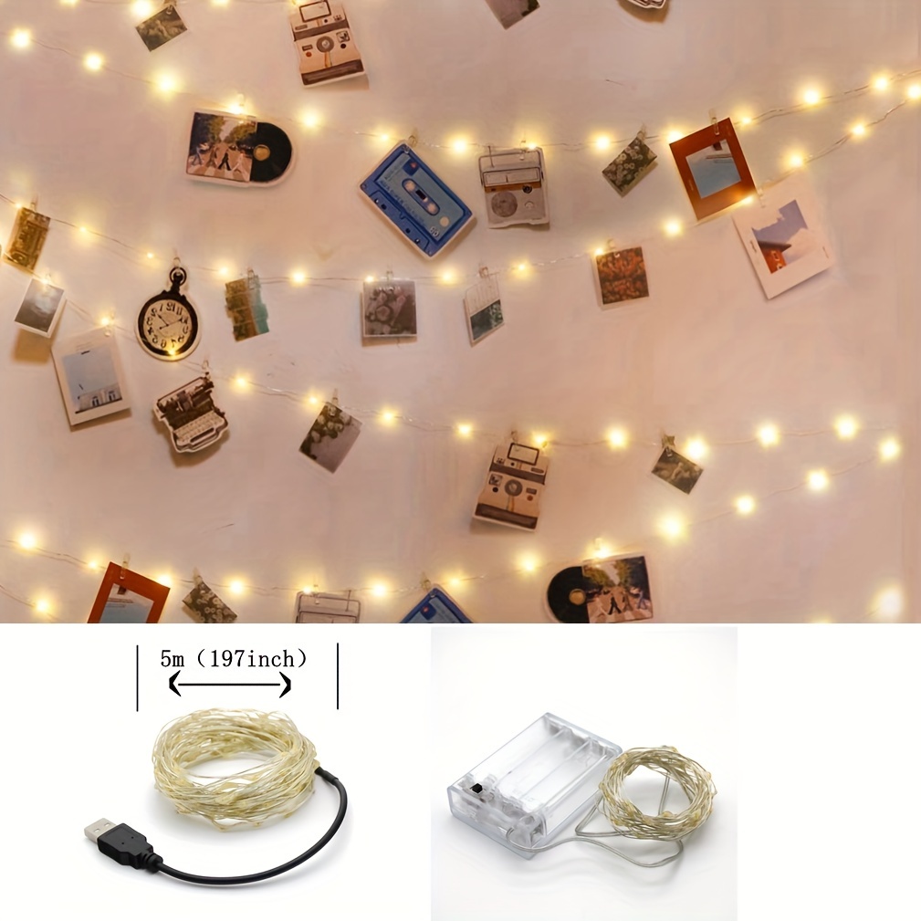 JMTGNSEP 50LED 20 Photo Clips String Fairy Lights Battery Powered  Decoration for Living Bedroom Indoor Christmas Party Wedding for Photo  Picture