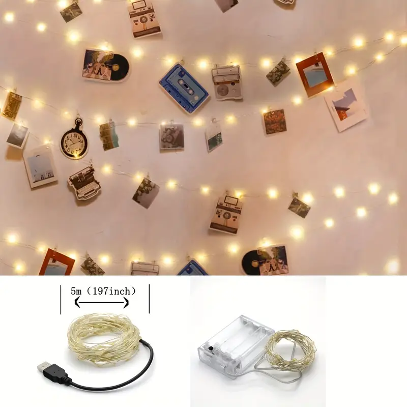 string lights, a string of led photo clips with string lights  5m 10m fairy lights picture clips string lights usb aa battery operated string lights for dorm bedroom christmas party wedding halloween christmas decoration warm white details 7