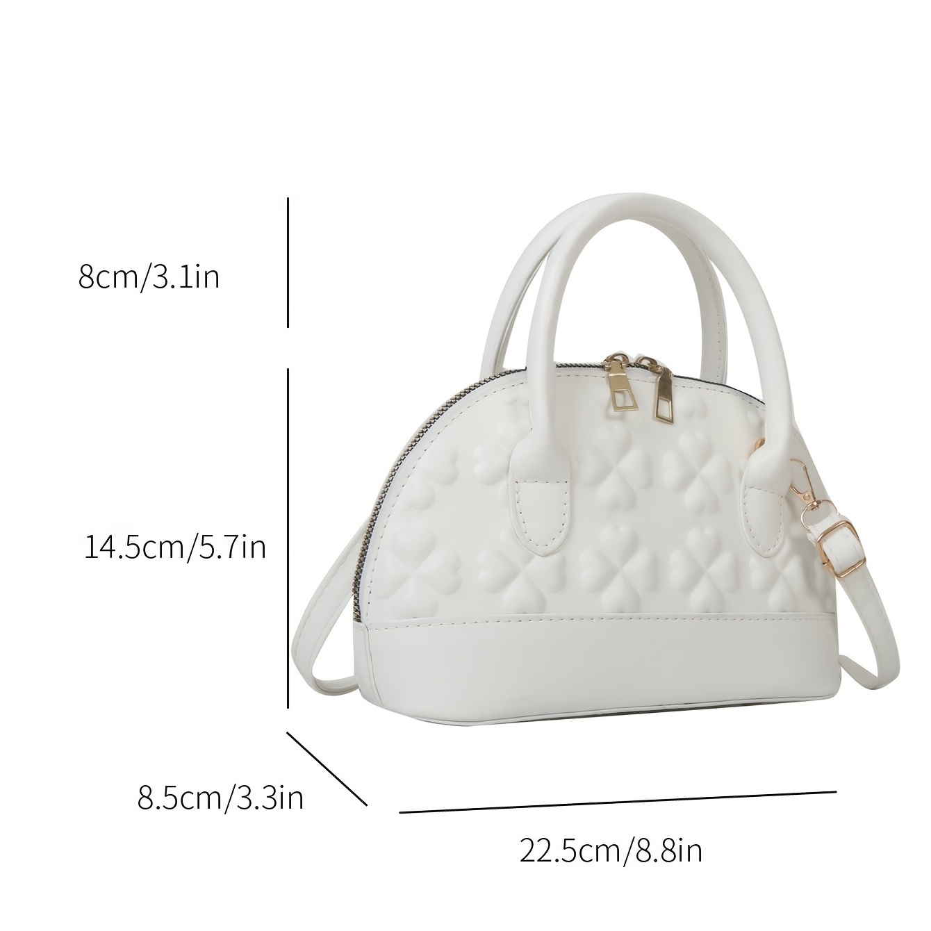 Four Leaf Clover Pattern Shoulder Bag, Portable Handle Double Zipper  Handbag, Solid Color Stylish Crossbody Bag - Temu Belgium