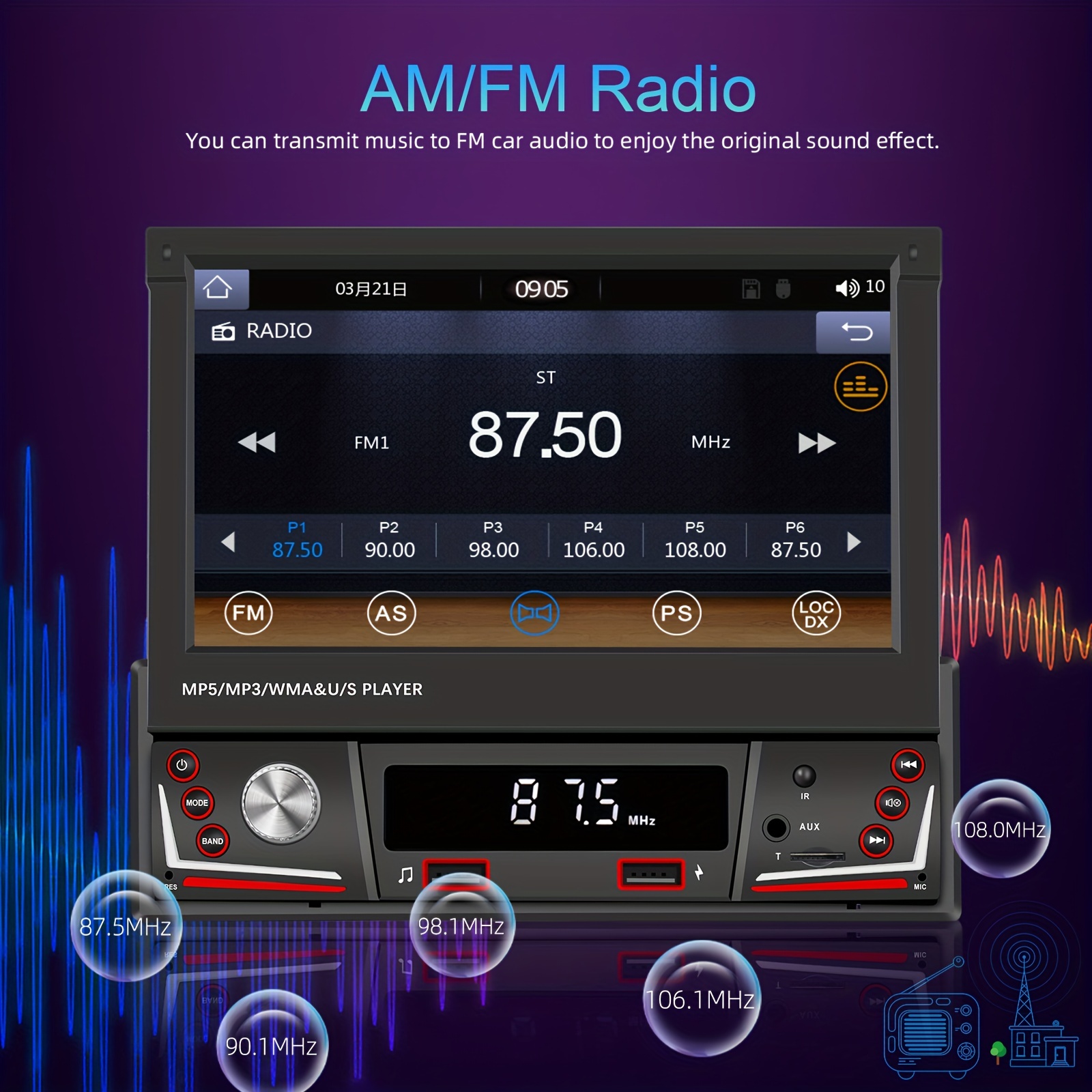1din 7 Ausfahrbarer Bildschirm Auto Radio Auto Radio - Temu Austria