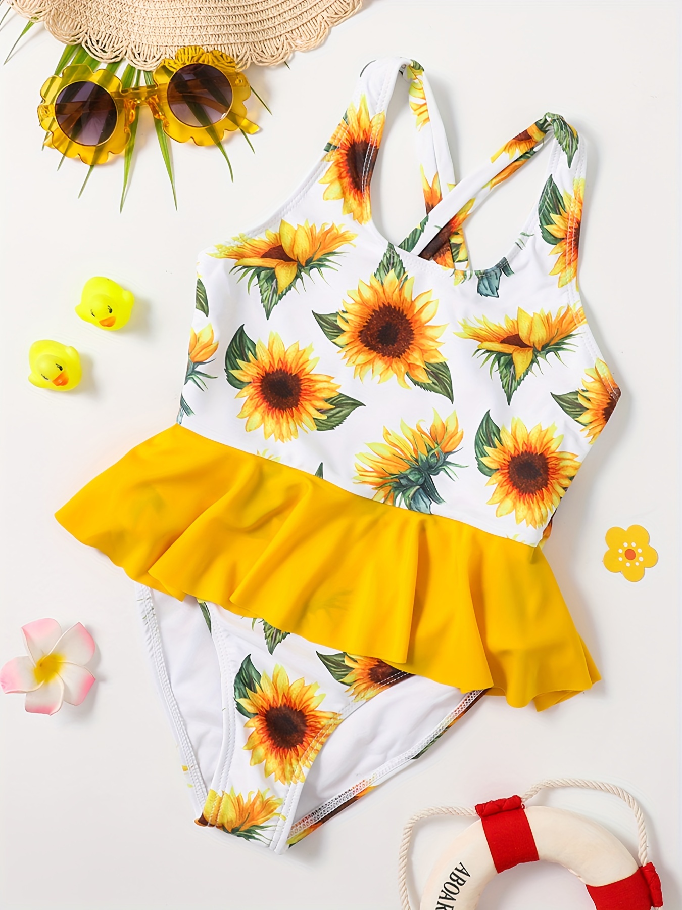 Sunflower Mesh Wrap Monokinis Women Girls Matching - Temu United