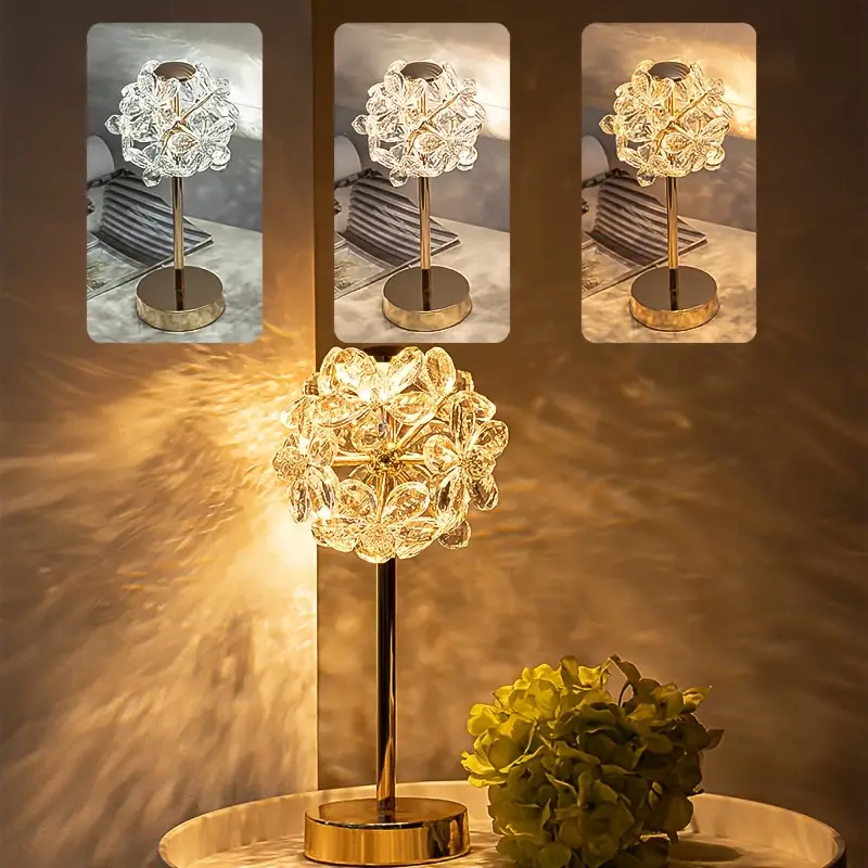 1pc bedroom bedside table lamp usb k9 crystal ball dandelion decorative lamp small mini study desk lamp living room princess room cocktail lounge lighting night lamp ambient table lamp lighting supplies details 2