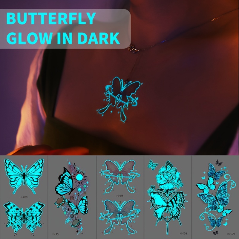 Butterfly Tattoo Sticker Small Fresh Tattoo Sticker Blue - Temu