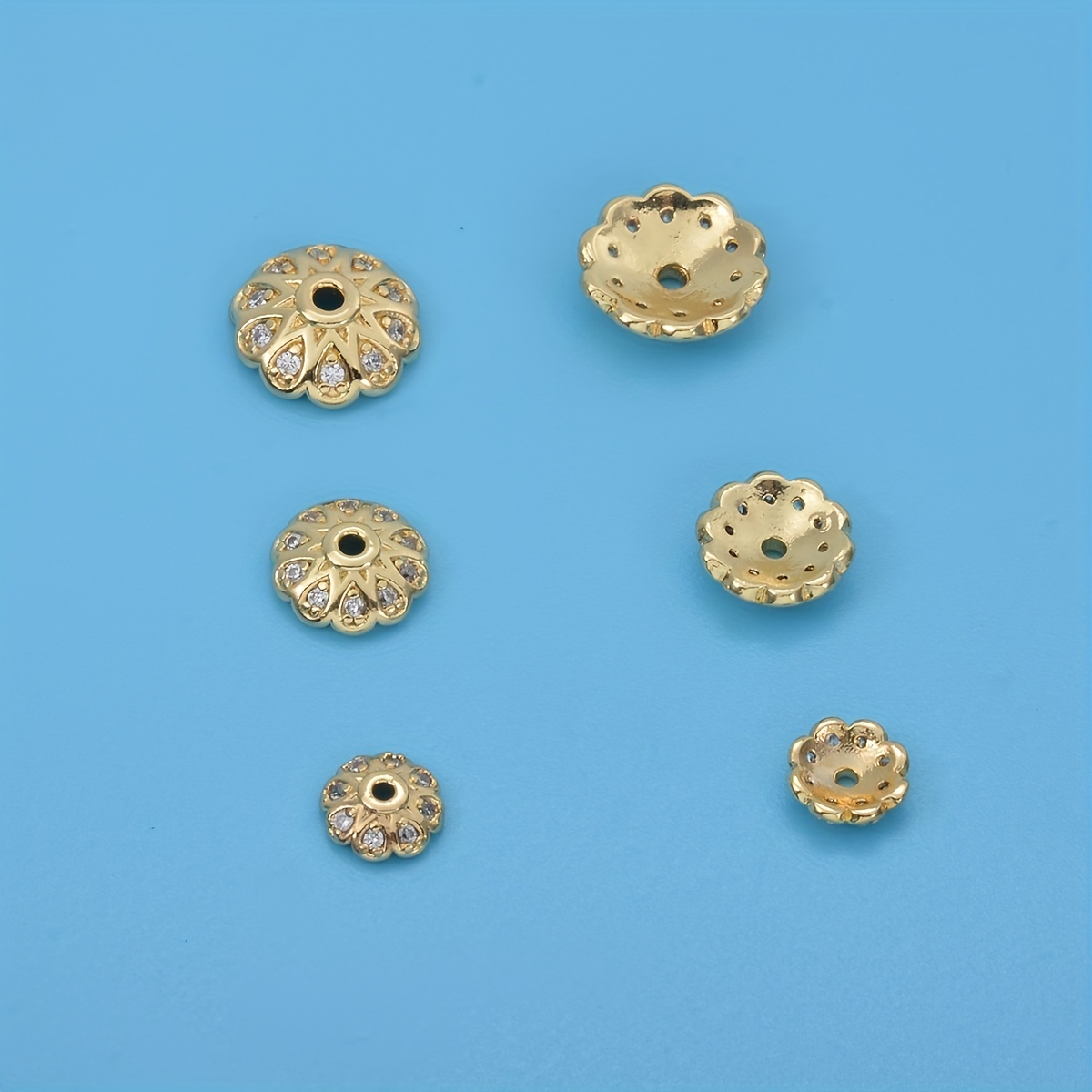 500PCS 10mm Gold Tone Flower Bead Caps Hollow Flower Bead Caps for Jewelry  Making (Multi)