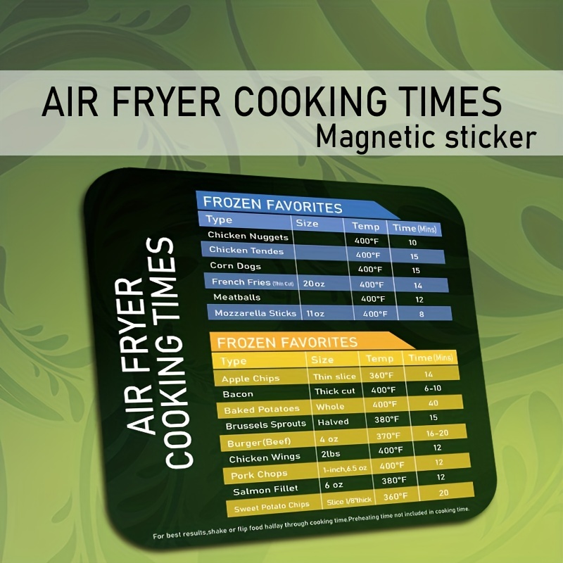 Air Fryer Cheat Sheet Magnets Cooking Guide Booklet Air - Temu