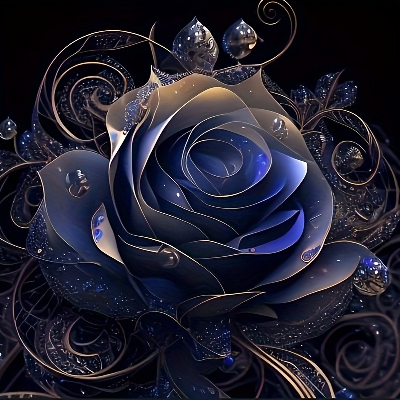 

Diamond Painting Blue Rose Handmade Diamond Sticker Painting