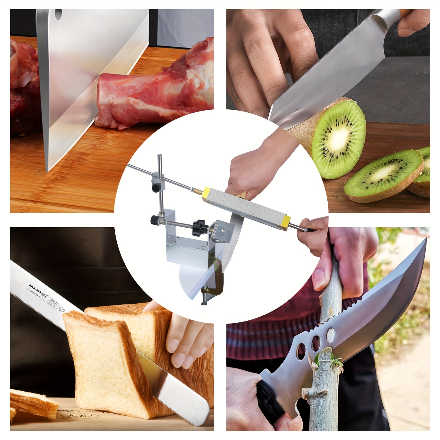  Updated 4 Knife Sharpener Stone Kit, Professional Knife  Sharpening System Fix-angle with 4 Stones for Pocket Knifes Kitchen Knifes  : Home & Kitchen