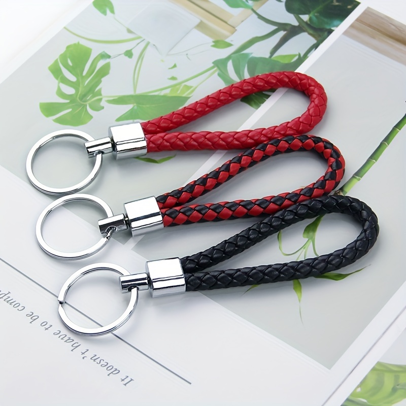 Leather Rope Keychain Hand Woven Horseshoe Buckle Key Ring - Temu