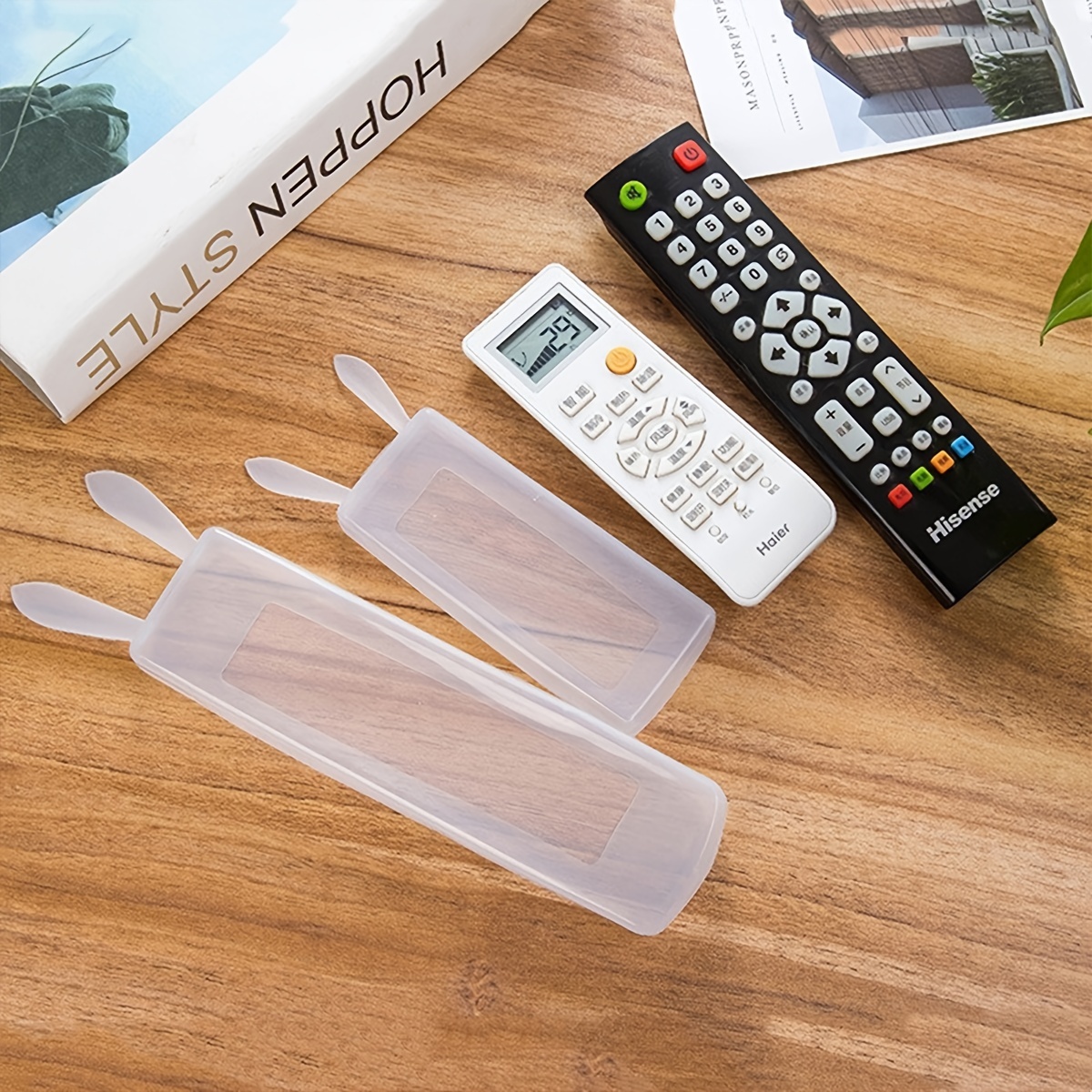 1pc Silicone Cover Case, Transparent Remote Control Cover For TV Air Conditioner Rabbit Ear Remote Dustproof Protective Case Sheath Sleeve
