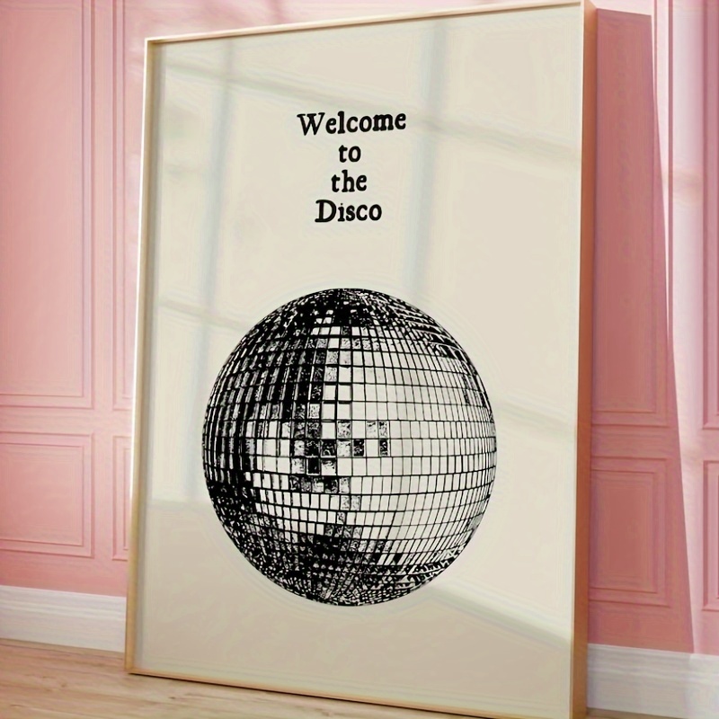 

1pc Welcome To The Disco Print Vintage Disco Ball Poster Aesthetic Wall Art Print Minimalist Dancing Decor Retro Art No Frame Eid Al-adha Mubarak