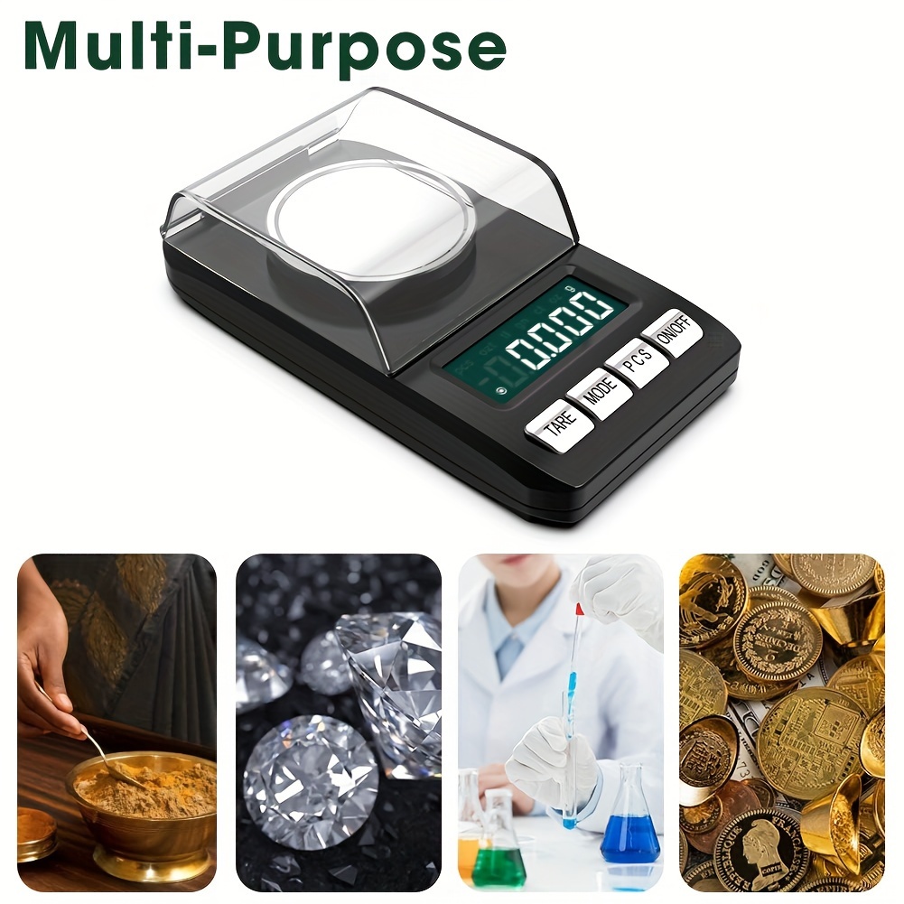 Milligram Scale with Case, 4 Powder Pans, mg - Black, 50g by 0.001g