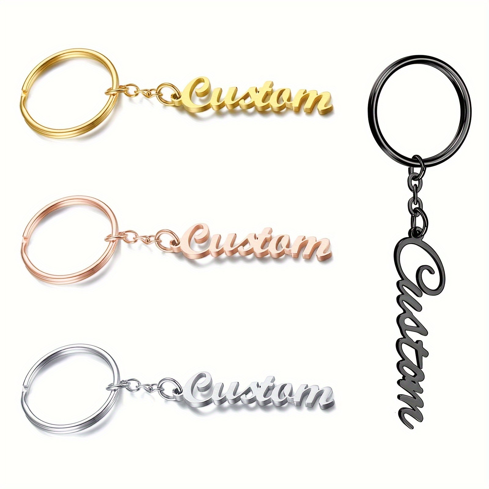 

1pc Custom Name Tag Keychain Personalized Letters Stainless Steel Key Chain Ring For Women Men Father's Day Mother's Day Valentine's Day Gift