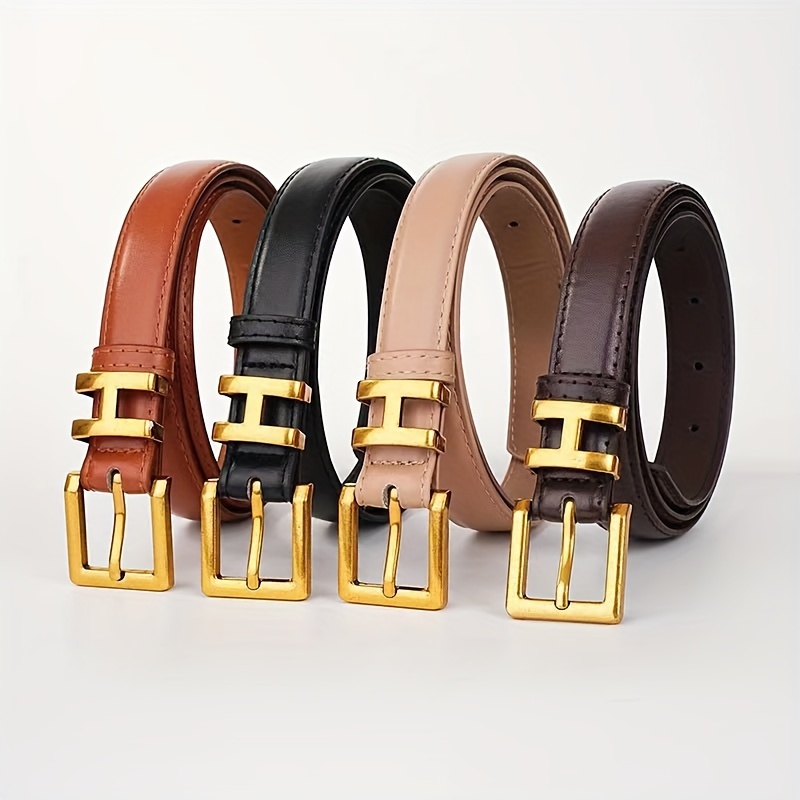 Letter N Buckle Belt Simple Monochrome Versatile Pu Leather Waistband  Stylish Women's Dress Jeans Decoration Belt - Temu Bahrain