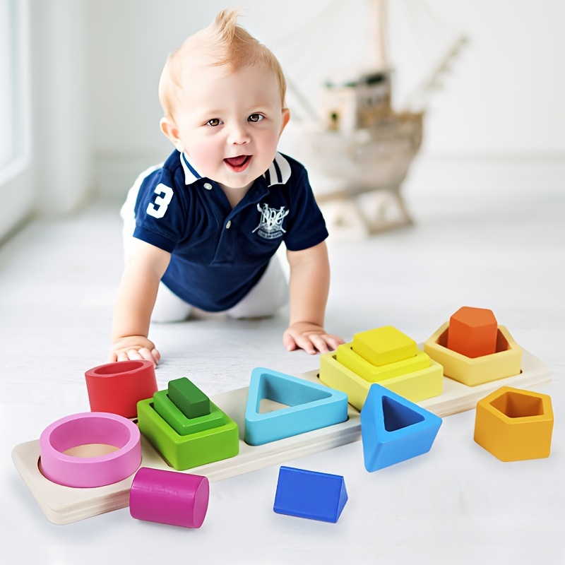 Juguetes Montessori para niños y niñas de 1 2 3 años, juguetes de madera  clasificados y apilados para niños pequeños, clasificador de color de forma  educativa, regalos para niños en edad preescolar