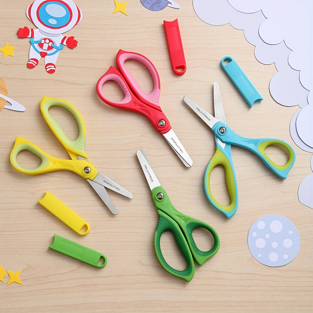 Toddler Safety Scissors, 5.5 Right Handed Kids Scissor ages 4~7,Blunt Tip  Kids Craft Scissors,Pre-School Training Scissors,Art Craft Scissors,Comfort