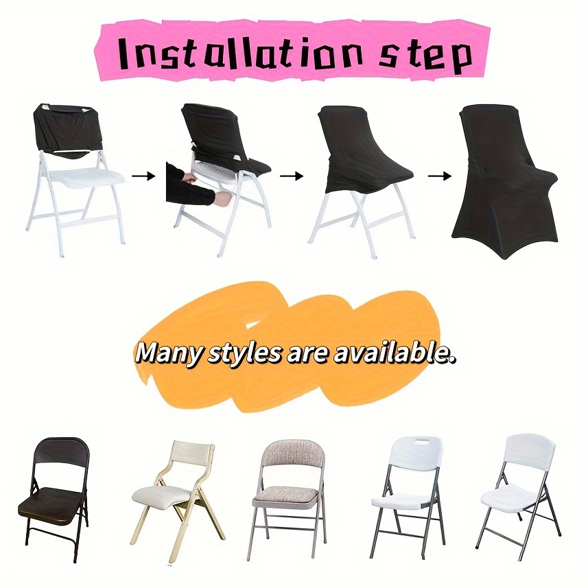 Black Spandex Folding Chair Cover Stretch Chair Covers, Wedding