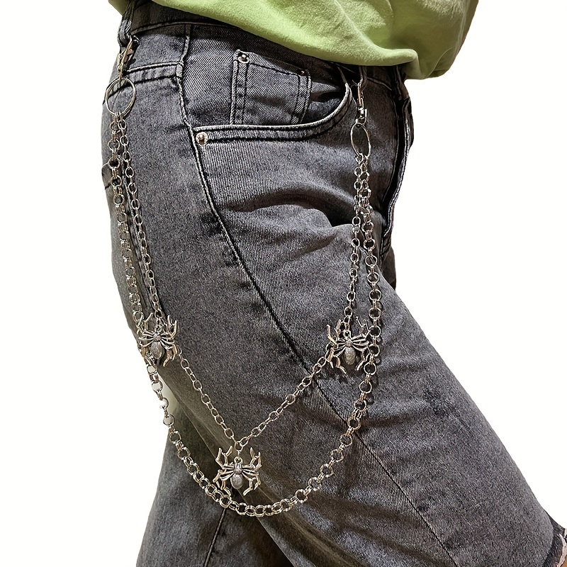 Men's Pants Chains Spider Decoration Layered Hip Hop Pants Chains