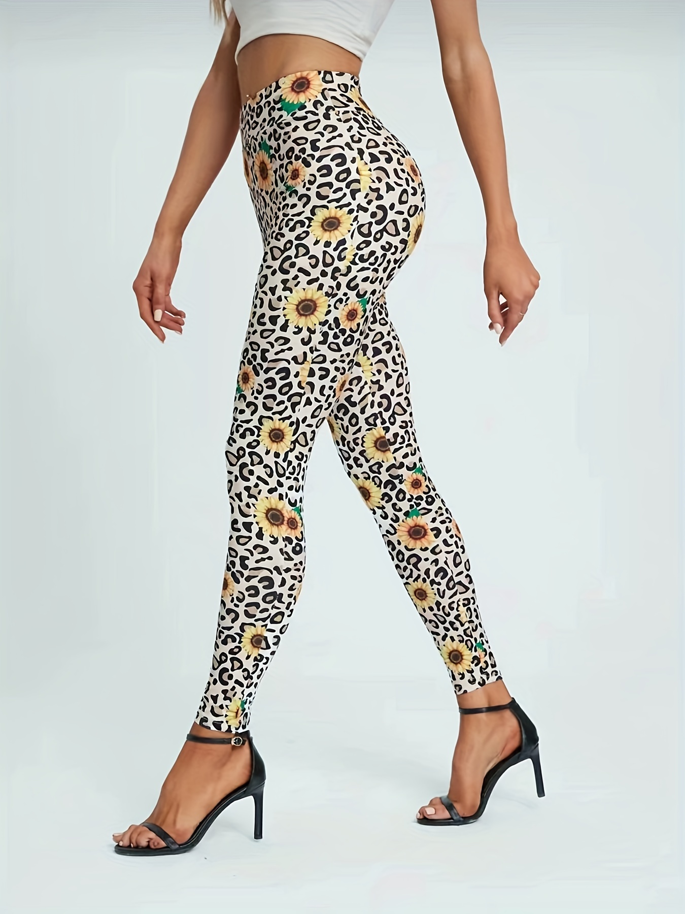 Leopard Print Fitness Gym Hip Lifting Sports Leggings, High Waist Yoga  Workout Running Tight Pants, Women's Activewear