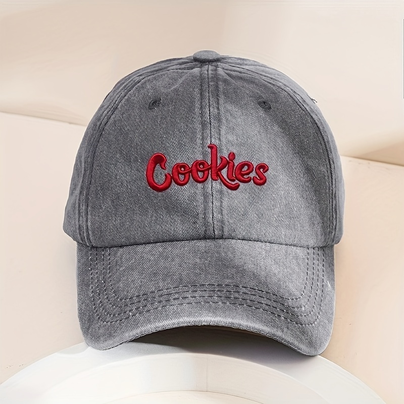 Letter Embroidery Baseball Cap Washed Distressed Unisex Sun Hat