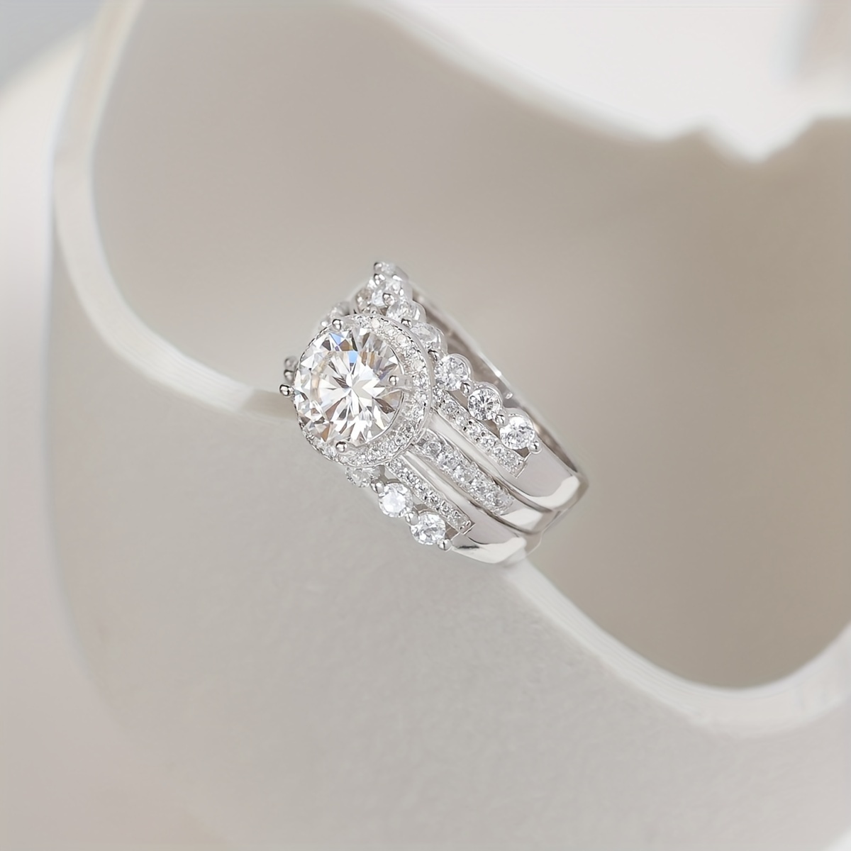 S925 2 Carat Moissanite Women's Ring Set