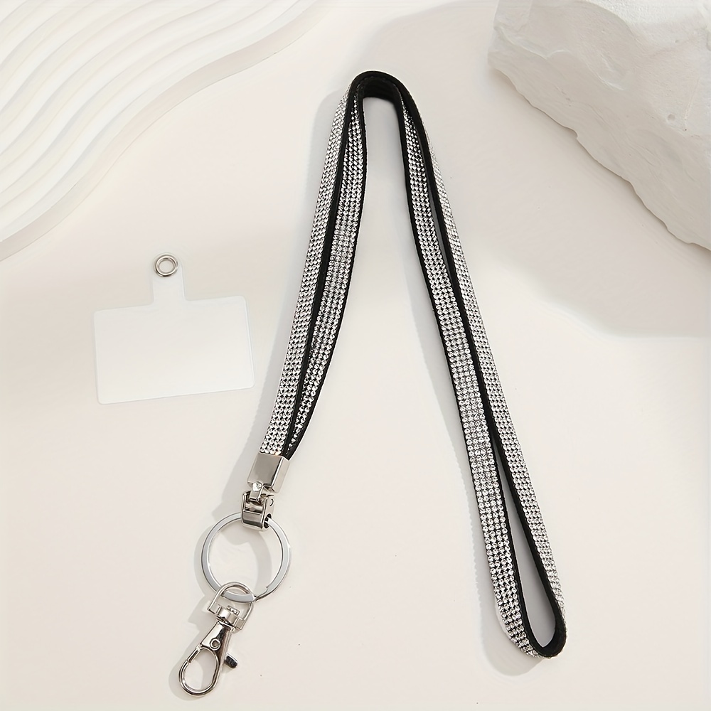 TEMU Stylish Rhinestone Mobile Phone Necklace Lanyard Mobile Phone Case Accessory Keychain Lanyard Leopard Print Gradient Mobile Phone Accessory