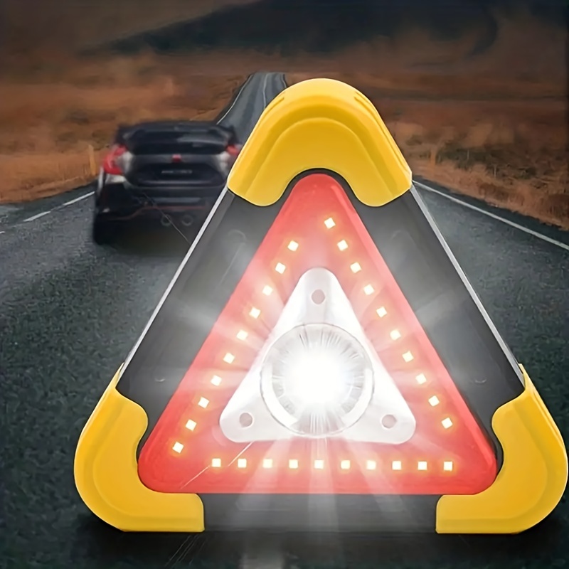 Triangle Warning Light LED Multi-functional Car Emergency Light Non-solar  Battery Car-mounted Triangle Safety Warning Sign