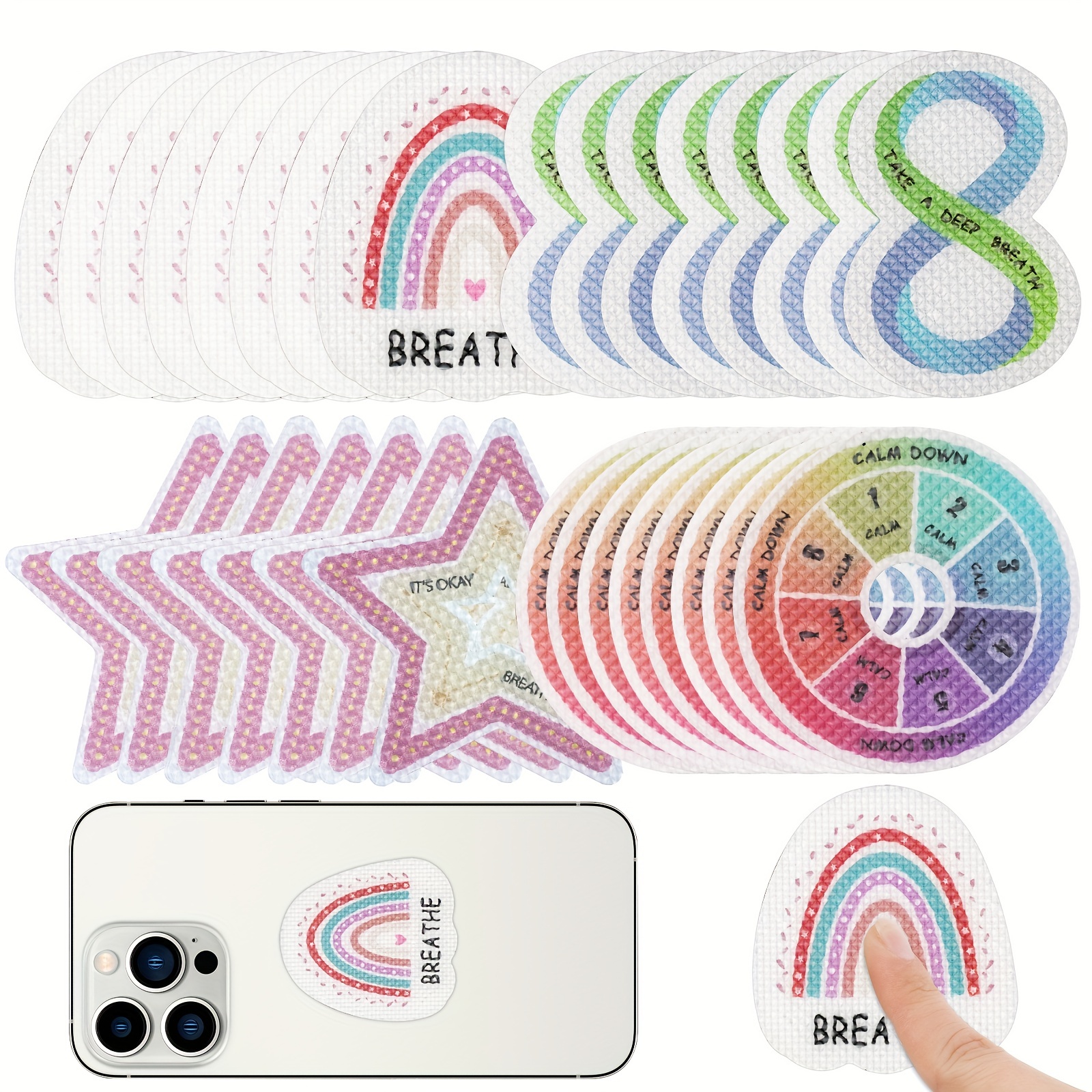 50 Pcs Anxiety Sensory Stickers Calm Stickers Reusable Sensory Strips  Adhesive Textured Strips Toys Stress Anxiety Relief Items for Adult Teen