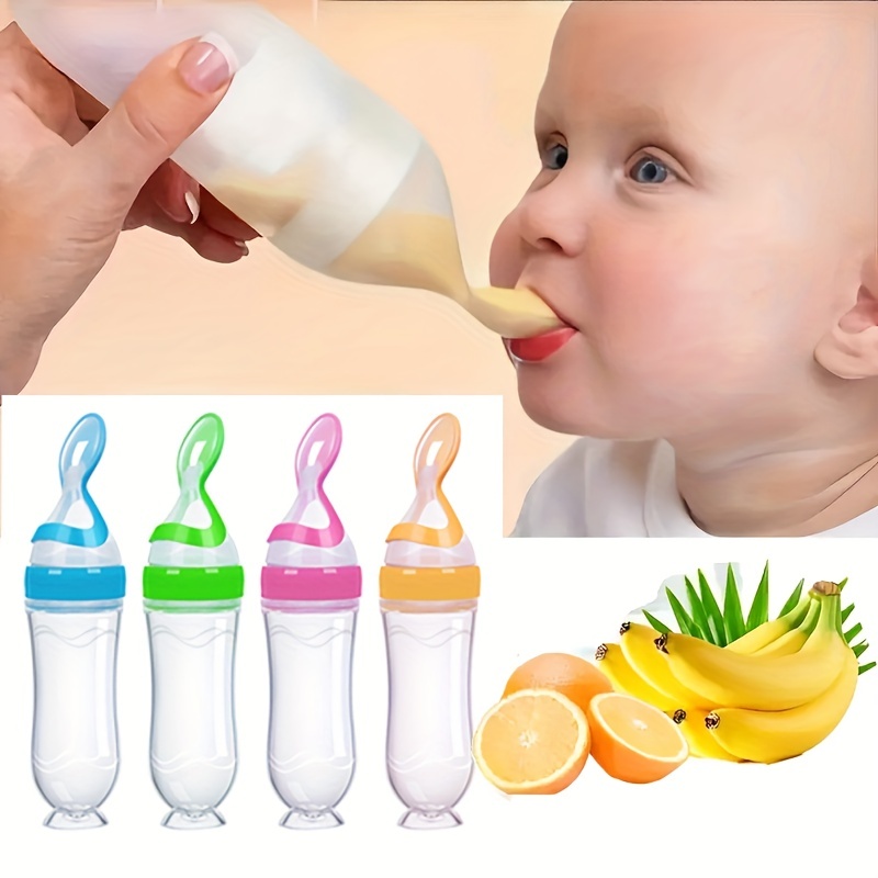 Silicone Newborn Baby Feeding Bottle Learning Training Food Dispensing  Dosing Spoon Nursing Drink Anti Colic Squeeze Feeder