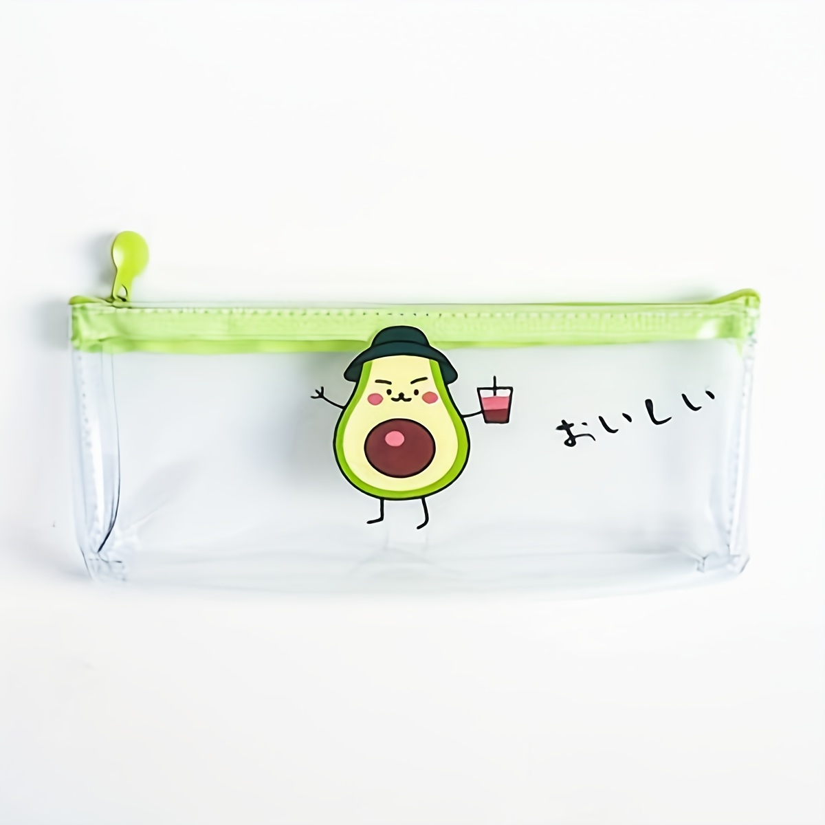 Simple Transparent Large Capacity Green Pencil Pouch