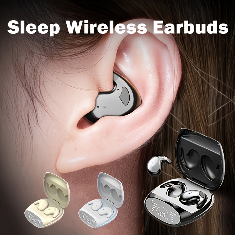 Wireless Sleeping Sleep Earbuds for Side Sleepers Mini Tiny Small Invisible  Earbuds Noise Cancelling Smallest Soft Ear Buds Bluetooth Hidden Sleeping
