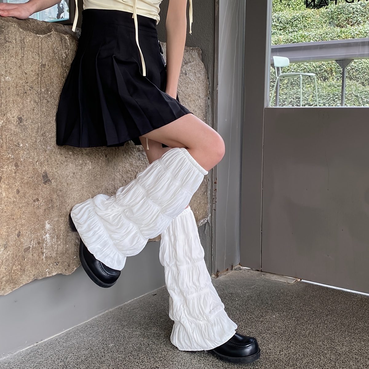 Women Goth Leg Warmers Y2k Harajuku Gothic Leg Sleeves kawaii Baggy Stripe  Leg Warm Socks Cosplay Streetwear 