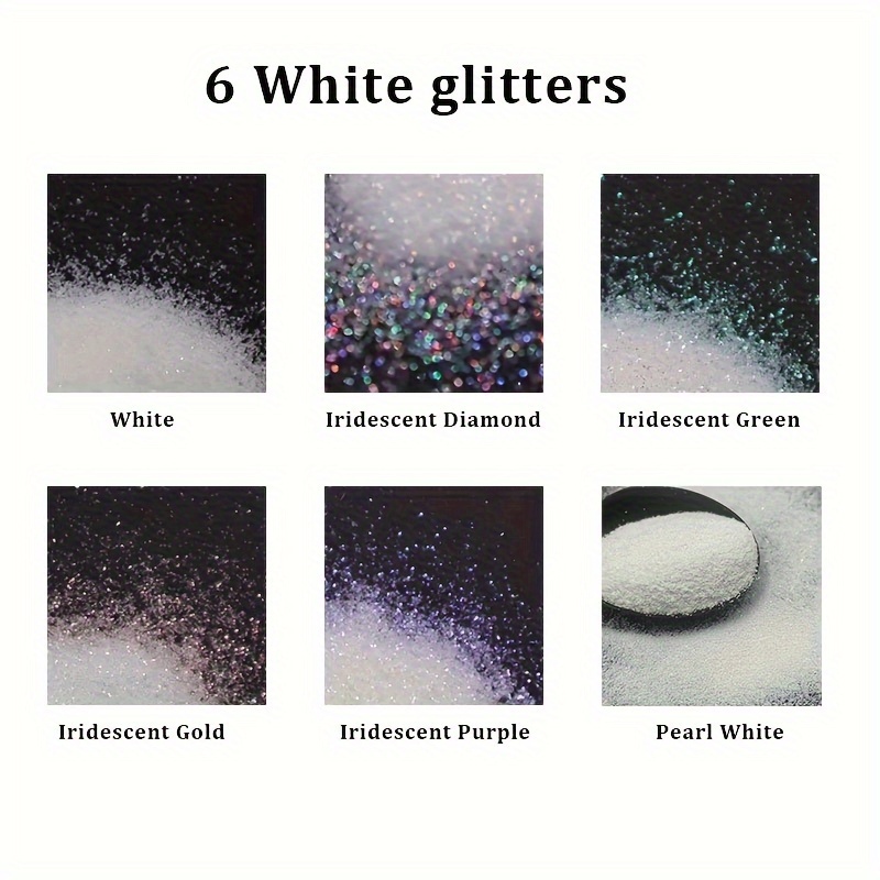 6 Colors Holographic White Fine Glitter Non toxic White - Temu
