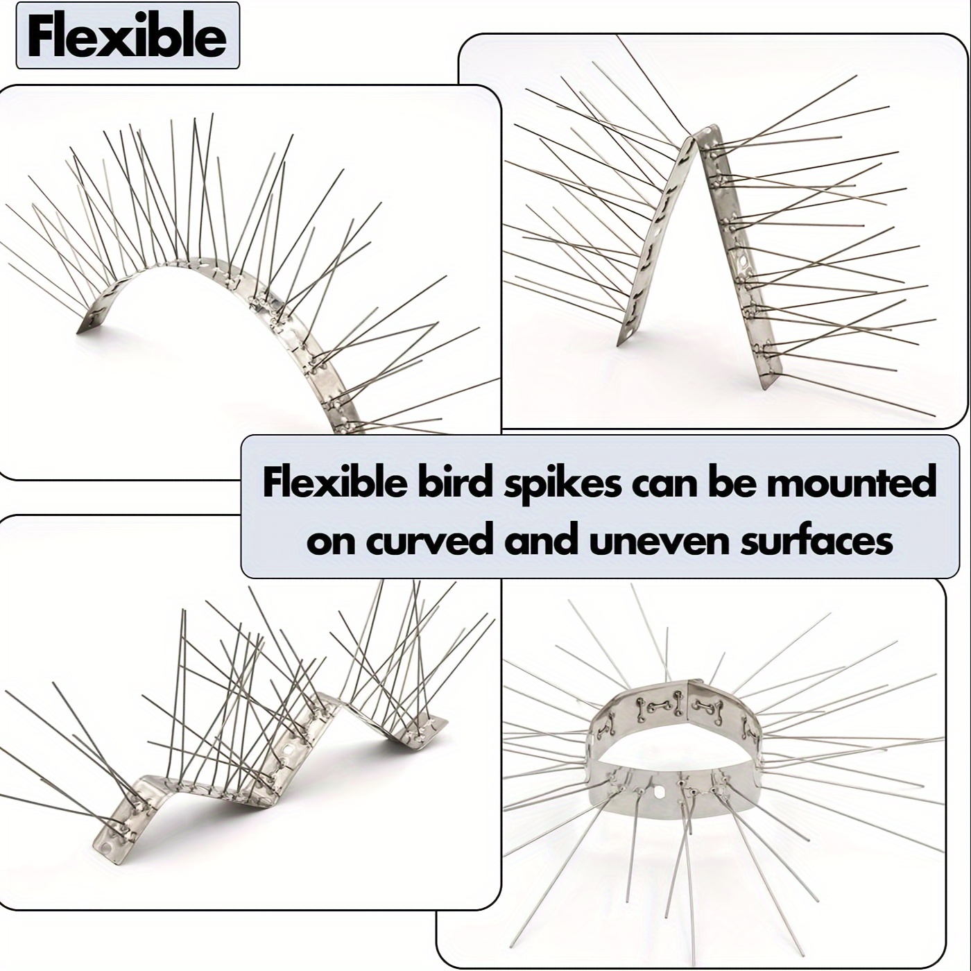 Stainless Steel Bird Spikes, Keep Birds Off Any Surface