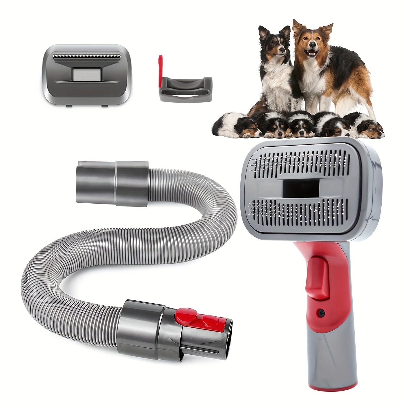 Portek Accesorio para aspiradora de pelo de perro para la  mayoría de las aspiradoras, kit de herramientas de aseo de cepillo de  desprendimiento de mascotas, herramienta de eliminación de pelos para 