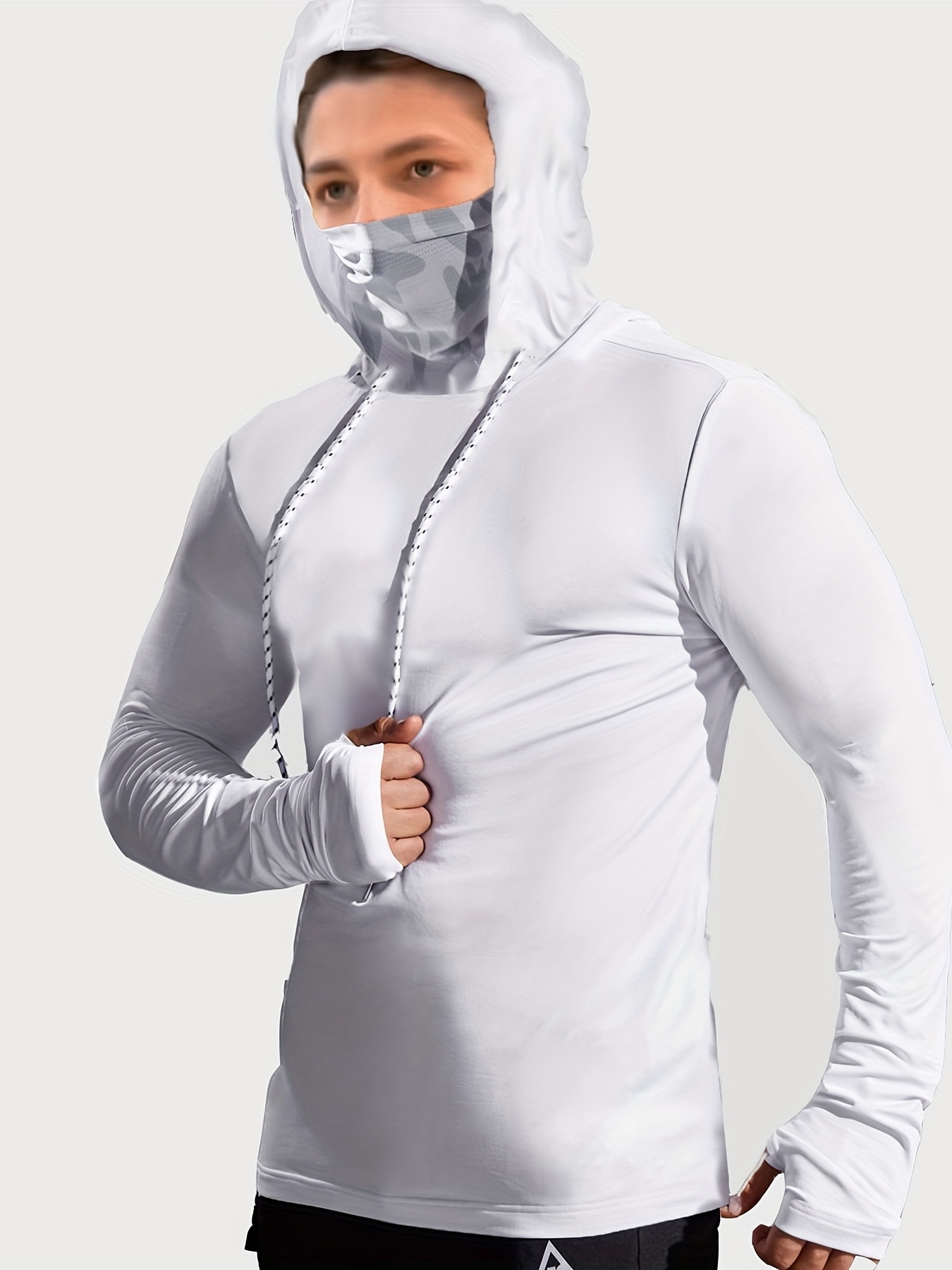 Windproof Men's Hoodie Mask Lightweight Sweatshirt Outdoor - Temu