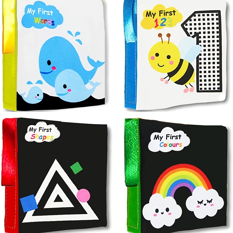 Libros de tela para bebés (juego de 6) - Libros suaves de calidad premium  para bebés. Papel arrugado táctil y sentir. Libros de tela para el