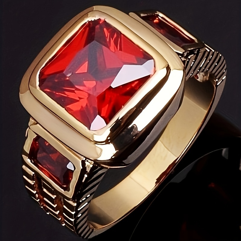Men's Fashionable Green Zircon Wedding Engagement Ring